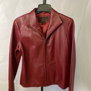 Red leather jacket size medium women’s